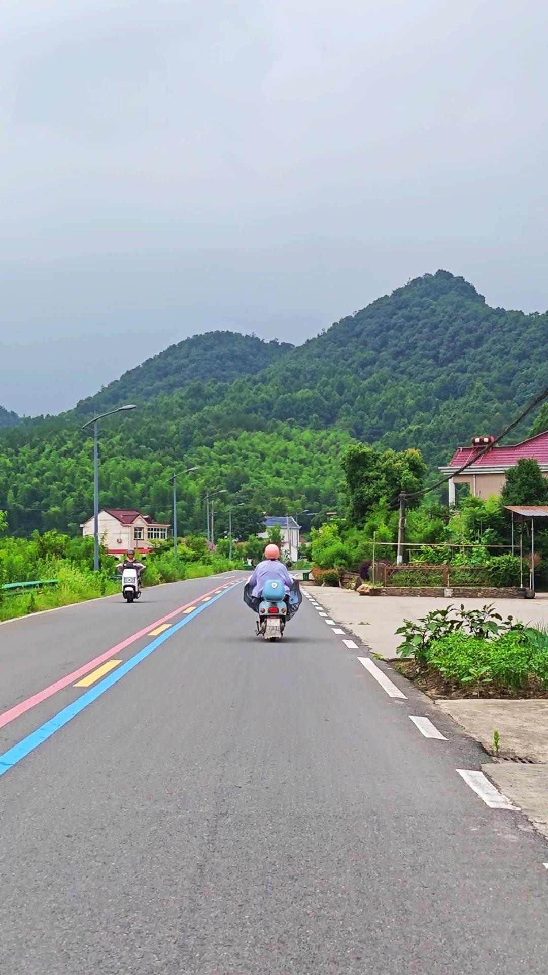 蹬着脚踏车晃过乡村的彩虹公路，风里裹着草木的清甜味，整个人像陷进大自然软乎乎的怀