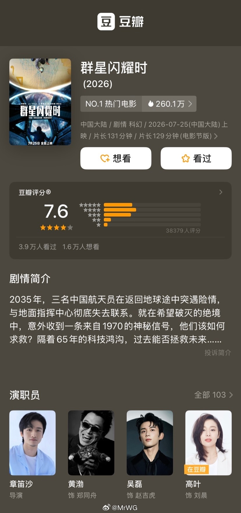 群星闪耀时 扎扎实实、真真切切、优优秀秀的7.6👍——【群星闪耀时】豆瓣开分，