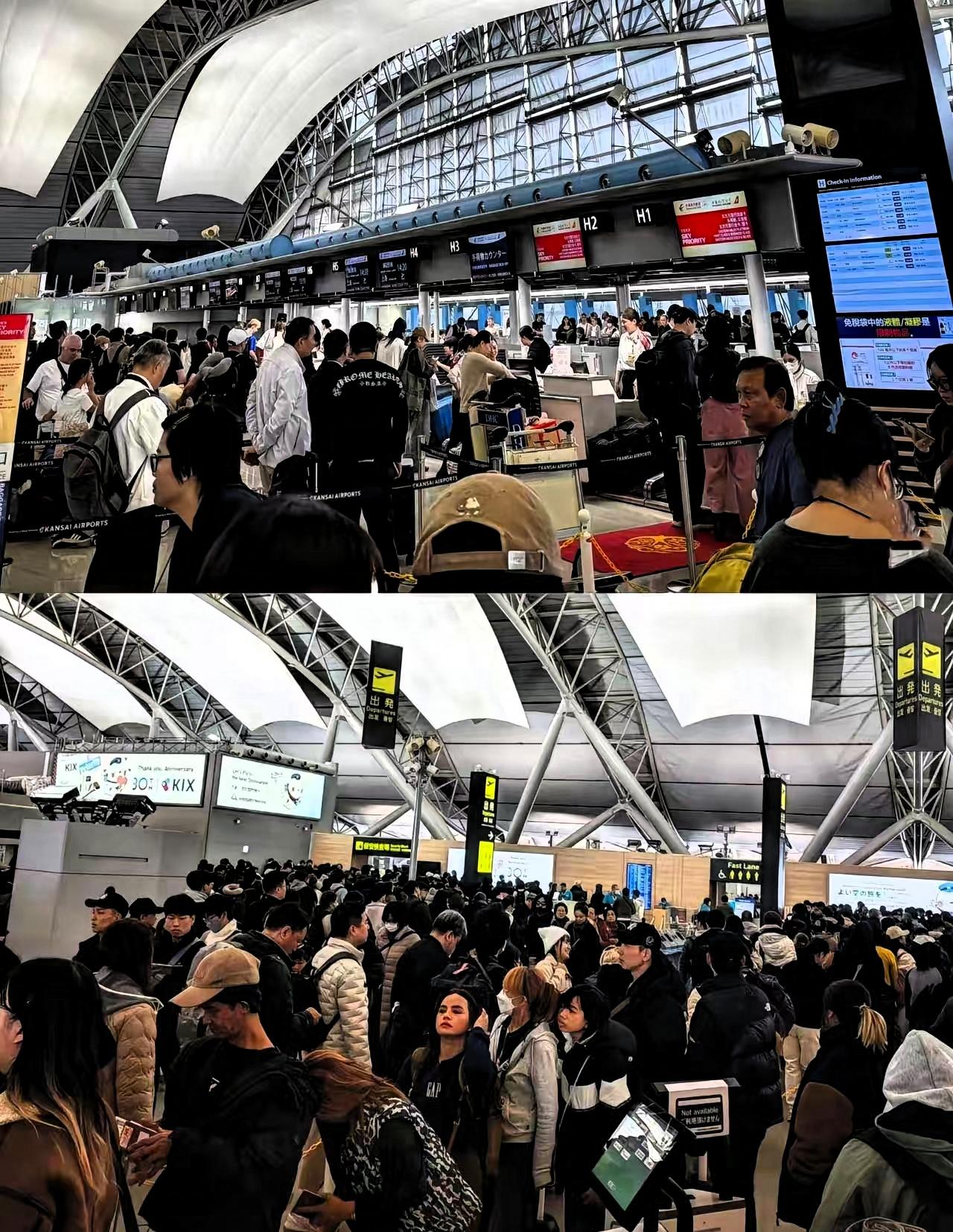 这就是不听劝，
非要去日本的后果代价！
如今日本西关机场被回国的中国人，塞得满满