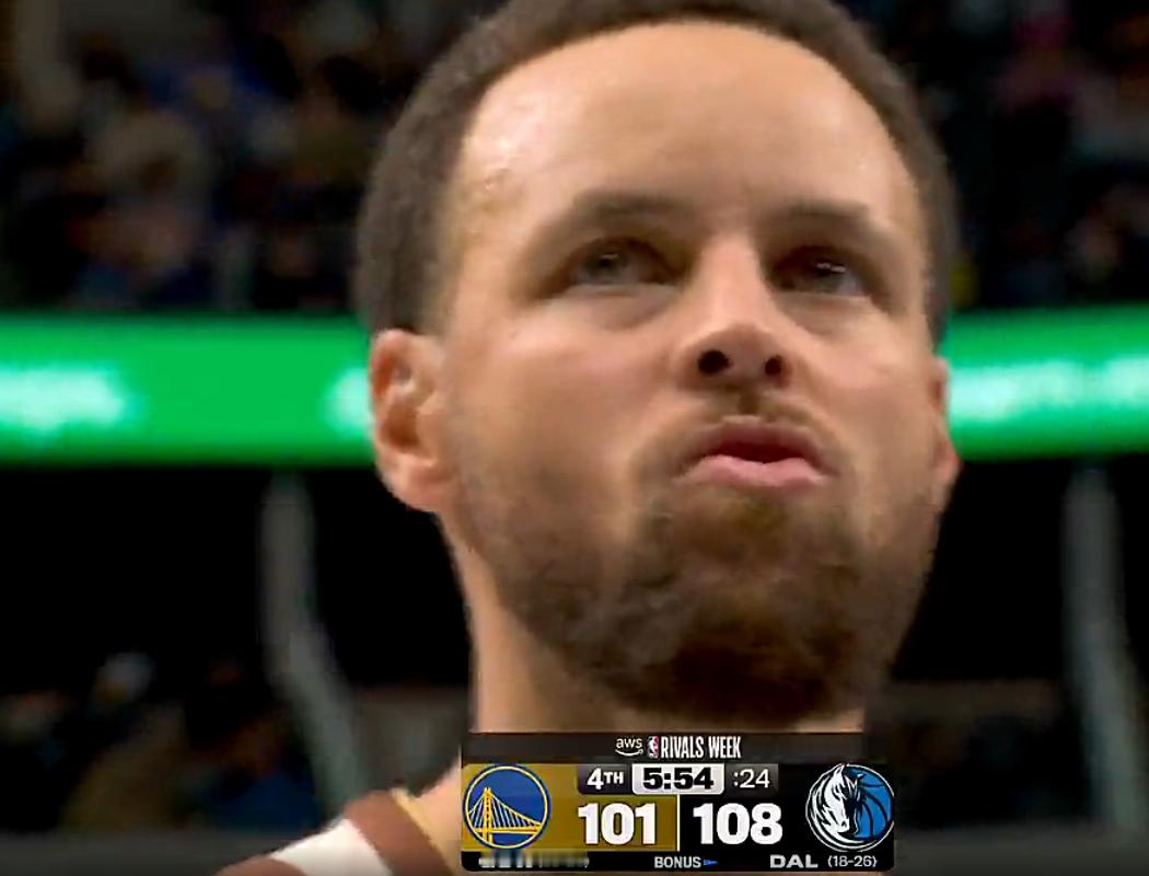 勇士落后8分，还有5分多钟 