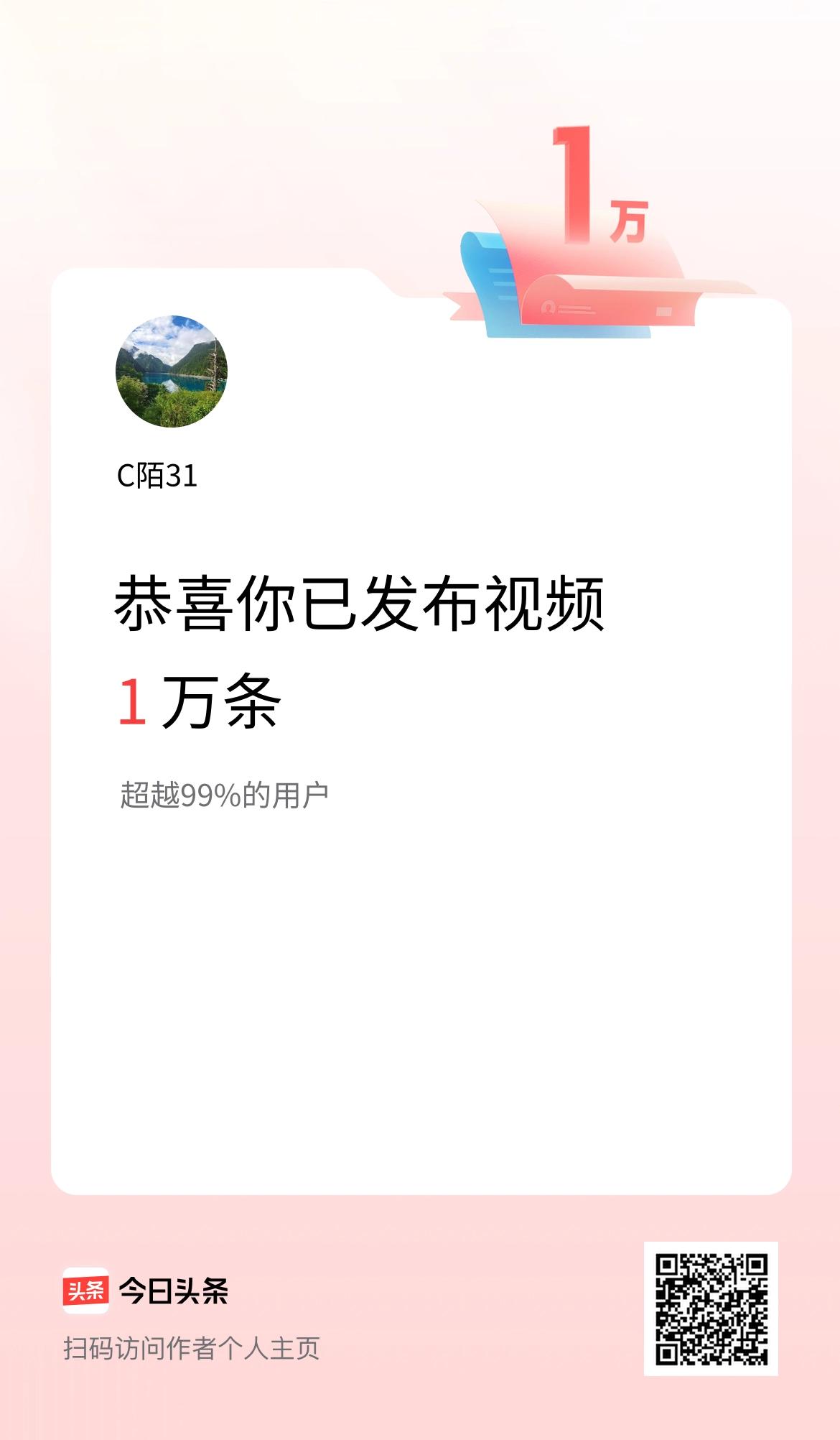 我在头条累计视频投稿1万个
