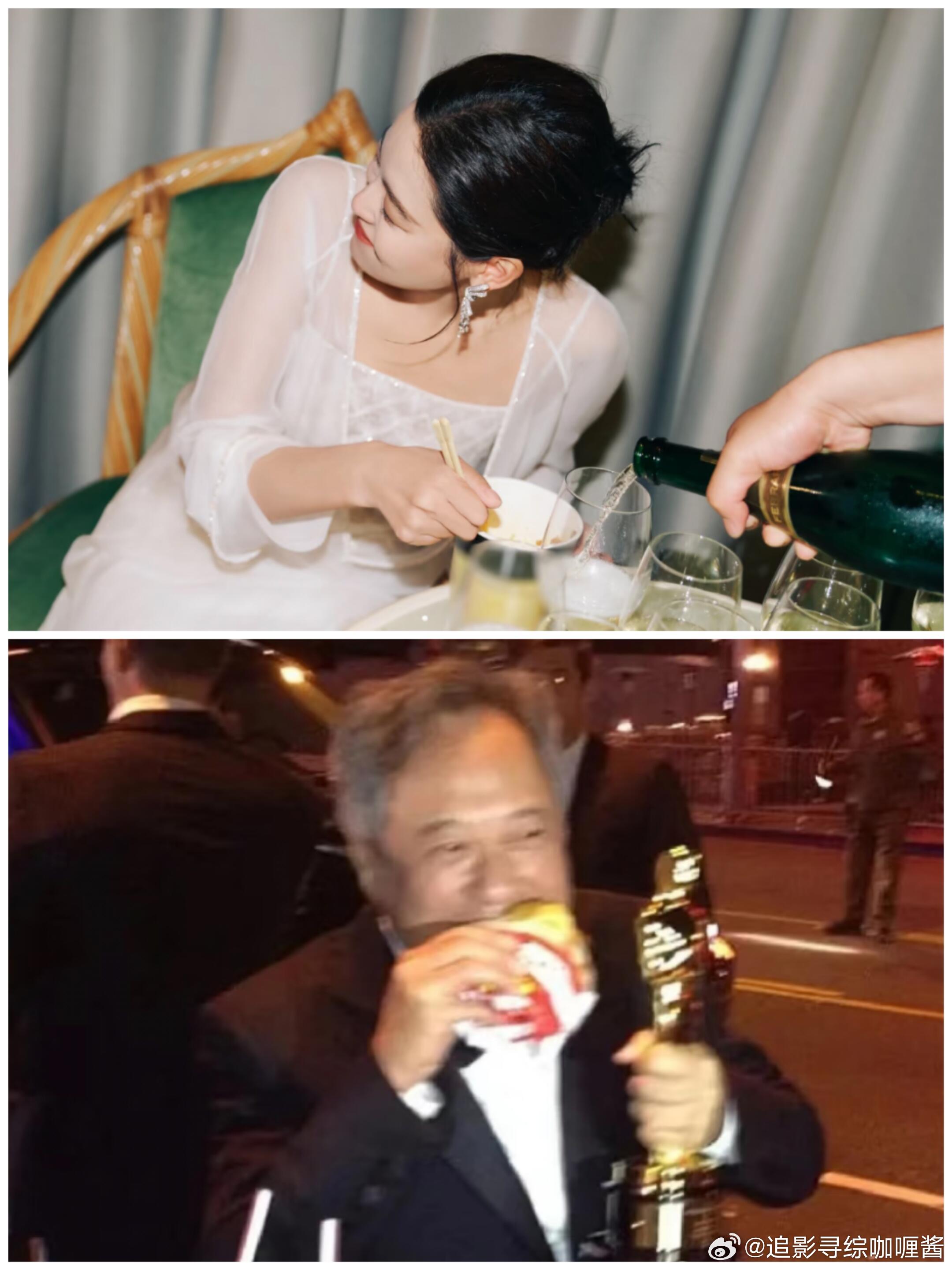 威尼斯影后颁奖当晚吃泡面🍜vs奥斯卡导演领奖之后炫汉堡🍔辛芷蕾吃泡面喝香槟 