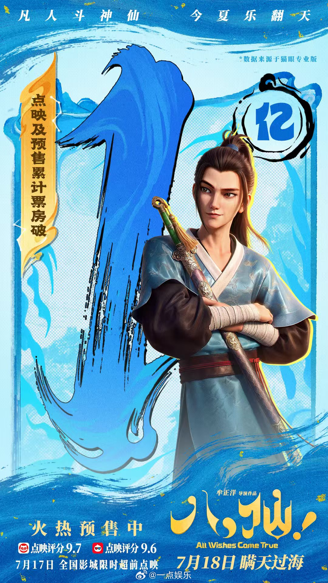 八仙预售破亿 电影《八仙！》点映及预售累计票房突破1亿！凡人亦可撼动天命，八位市