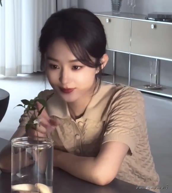 赵丽颖最新广告物料截图，从内而外散发着温柔和知性，这画面感，这气氛，真的把我拿捏