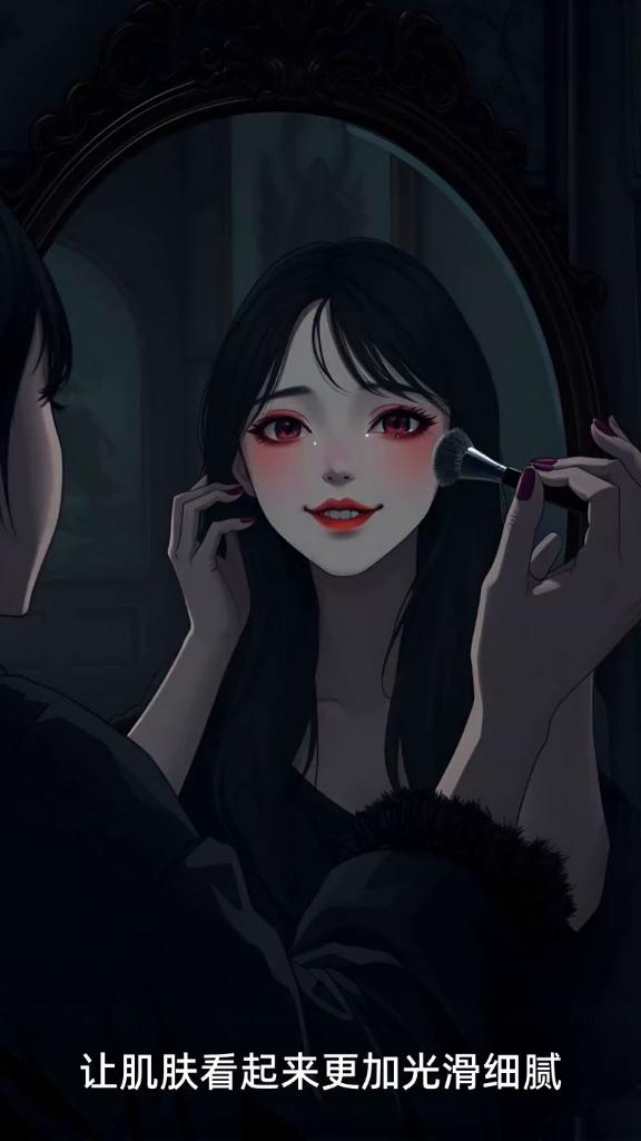 张敏坐在她那精致的梳妆台前，柔和的灯光洒在她美丽的脸上，她的眼神专注而又充满期待