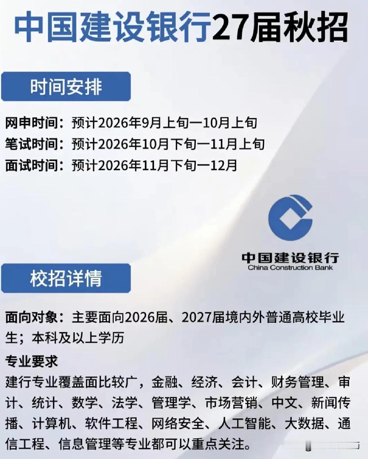 同学们，中国建设银行作为国有六大行之一，资产规模庞大，综合实力强劲，能为大家提供