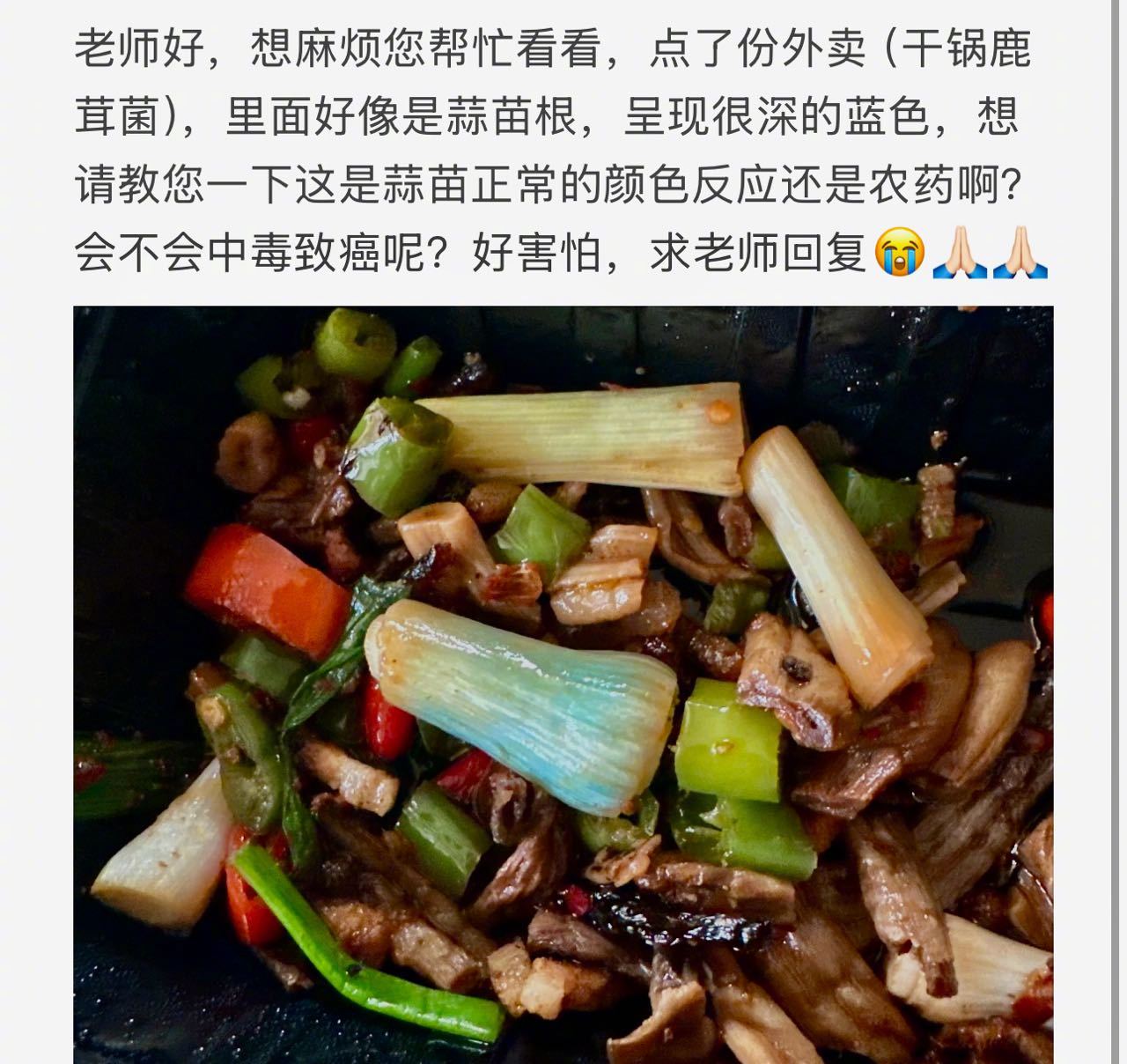 蓝色应该是波尔多液的残留。波尔多液是硫酸铜和生石灰配成的广谱杀菌剂和保鲜剂，在农