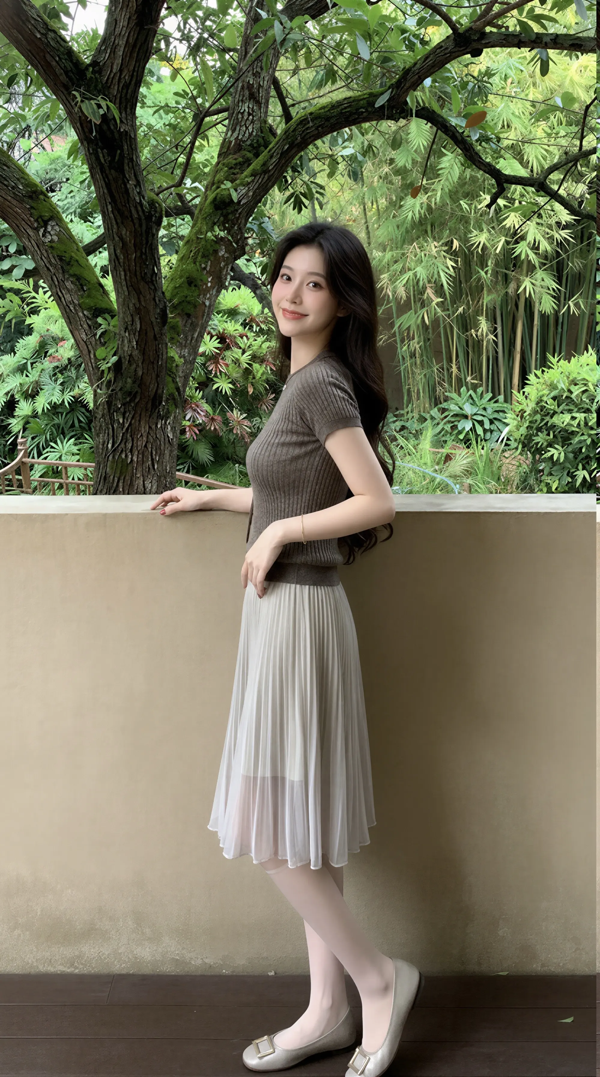 半身气质纱裙 气质套装穿搭 针织短袖春夏穿搭