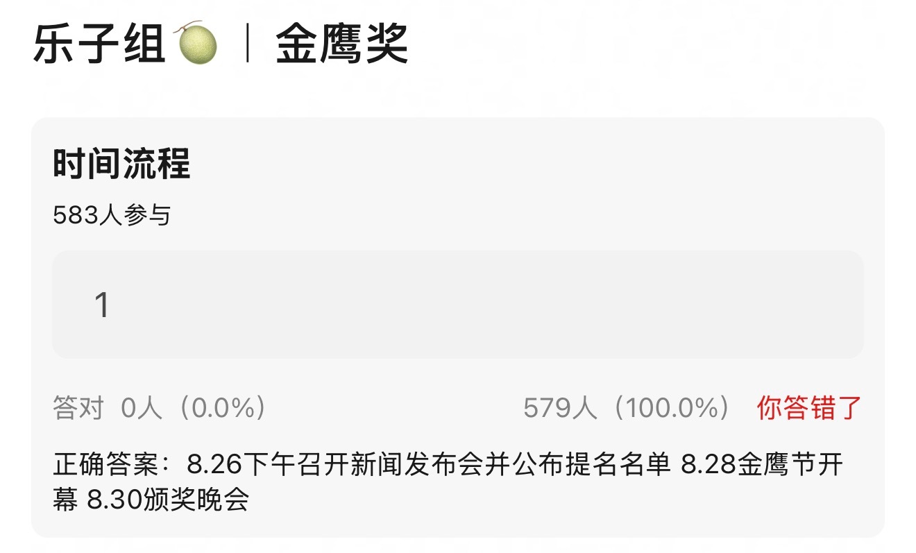 嗯，这个金鹰奖🍉看着蛮靠谱的。因为不可能再晚了哈哈哈哈。等一波826先。