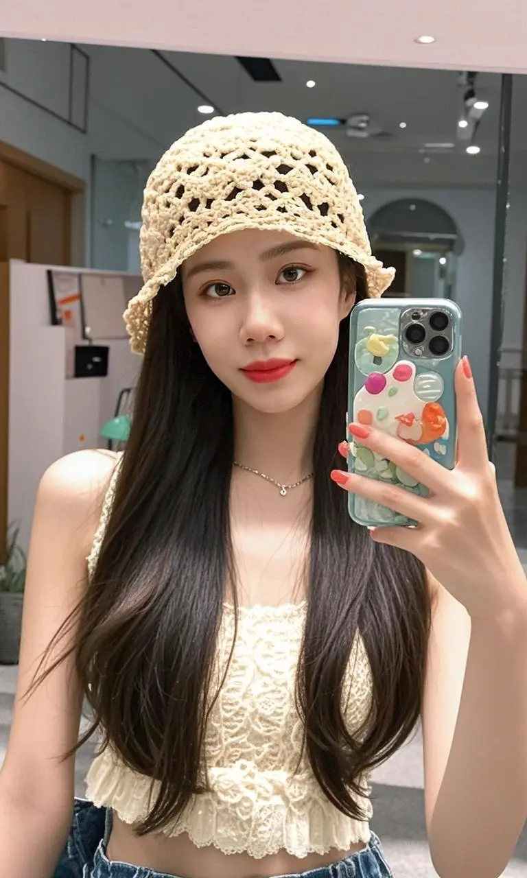 一切都会顺利起来的，心情好，运气才会好针织少女自拍