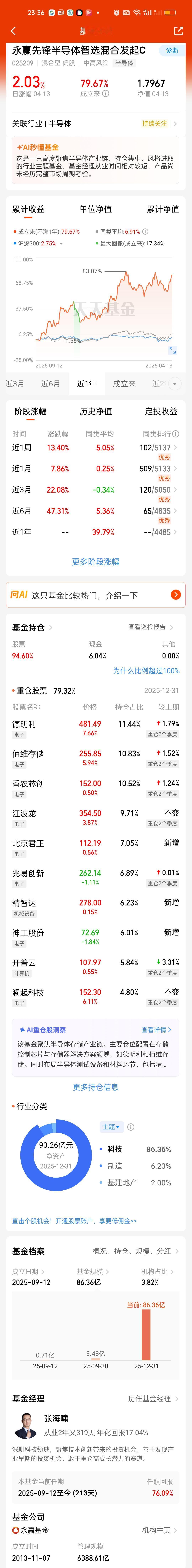 三只纯血存储芯片基，先锋开的净值最高，开涨2.03%，阿尔法科技第二开1.87%
