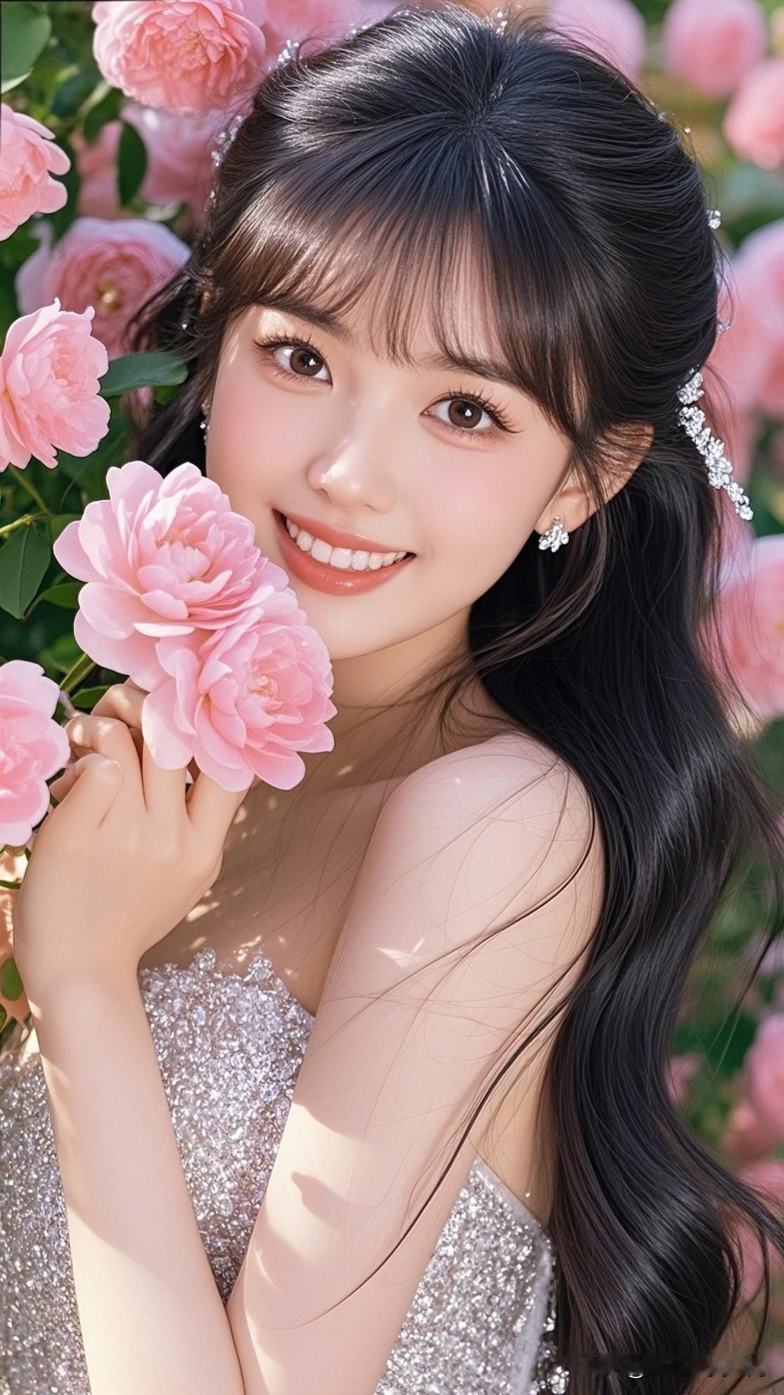 花间美人笑，玉簪映春光。有哪些美女让人过目难忘？ 粉嫩少女与浪漫花海，甜美笑容绽