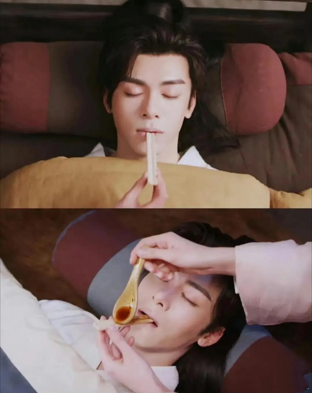 #秋日生活打卡季#终于看到一个古装剧是正常喂药的，男主昏迷不醒，女主不再用惯用套