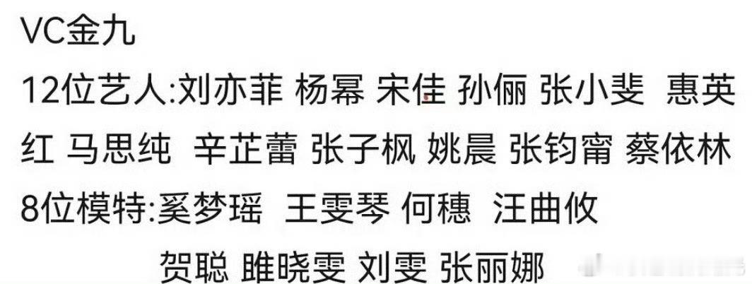 网传vogue金九12位艺人8位模特曝vogue金九12位艺人8位模特 vogu