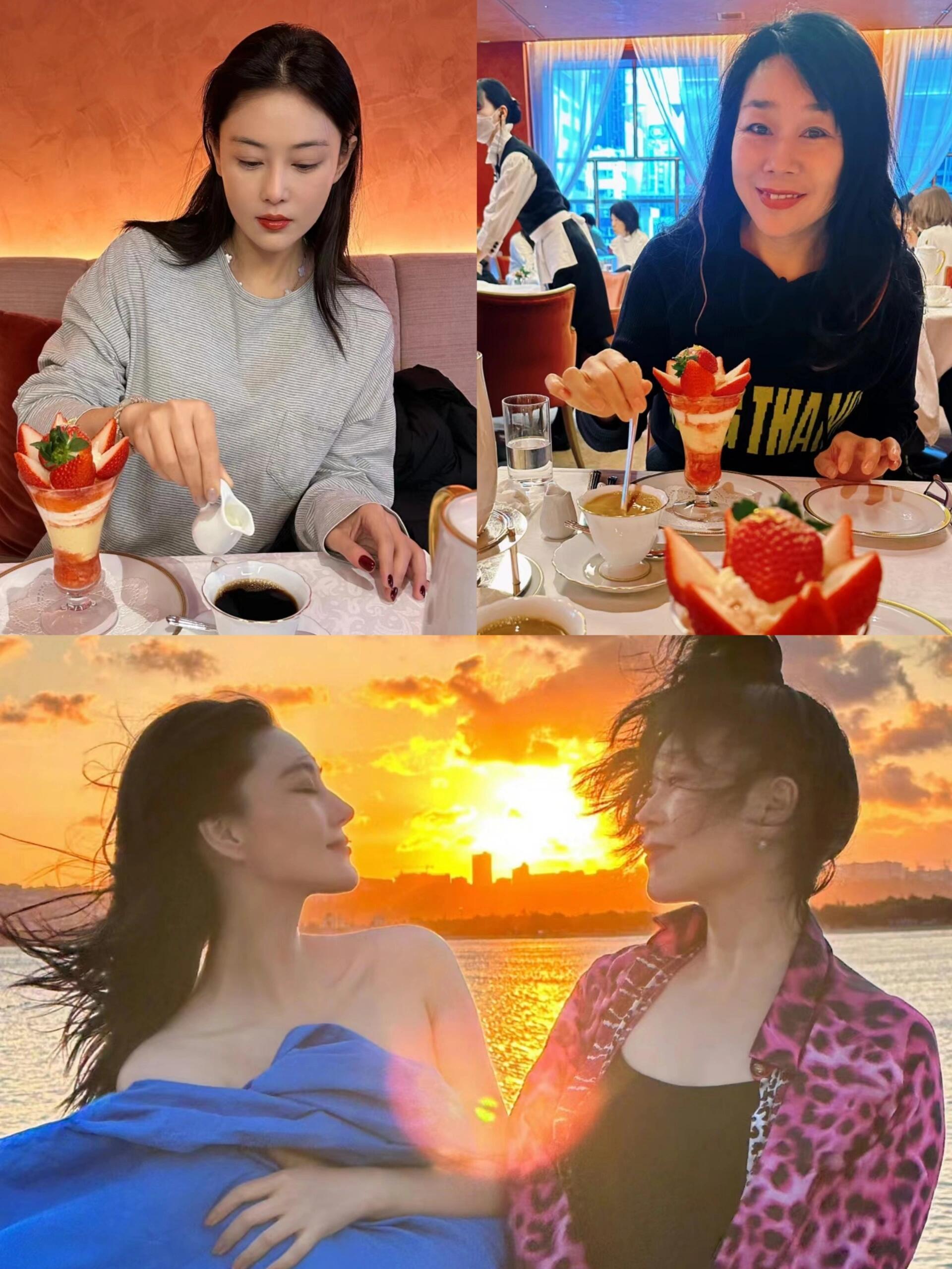 张馨予妈妈身材太棒啦，女儿也是遗传了妈妈的好身材！两人不像母女，更像是姐妹！[点