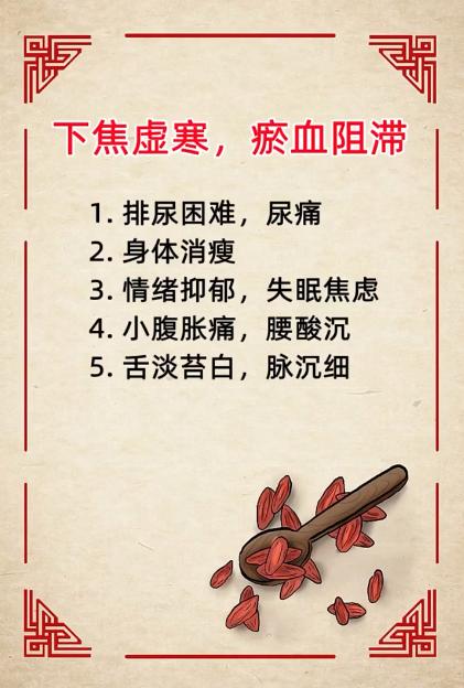 下焦虚寒，瘀血阻滞的表现有哪些