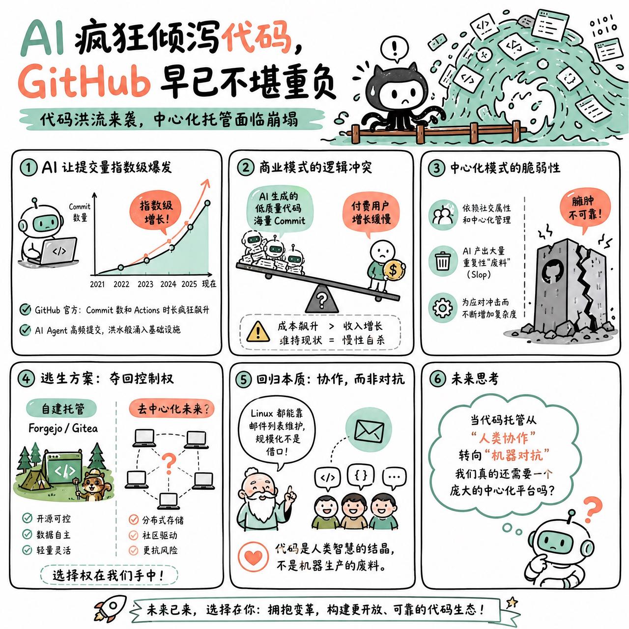 【AI 疯狂倾泻代码，GitHub 早已不堪重负】

快速阅读：AI 生成代码量