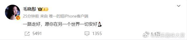 毛晓彤发博悼念于朦胧毛晓彤发博悼念于朦胧，真的太戳心了。毛晓彤愿于朦胧在另一个世