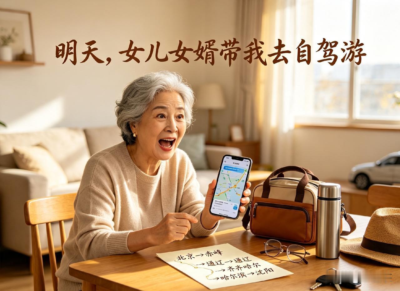 中午女儿女婿发来微信，说明天下午接我去他们家，周六一大早开车带我去旅游。

我一