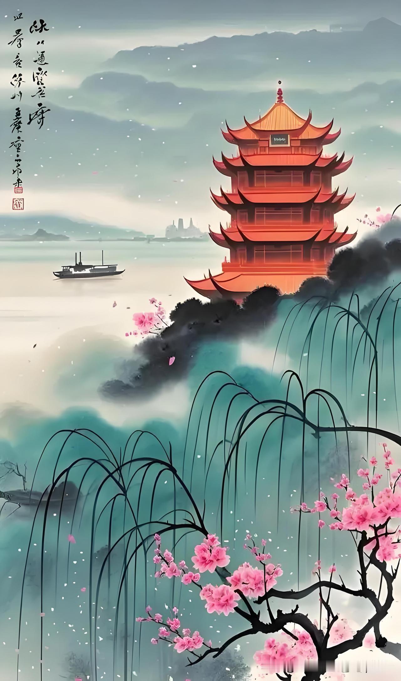 《武昌阻风》
——宋.方泽
江上春风留客舟，
无穷归思满东流。
与君尽日闲临水，