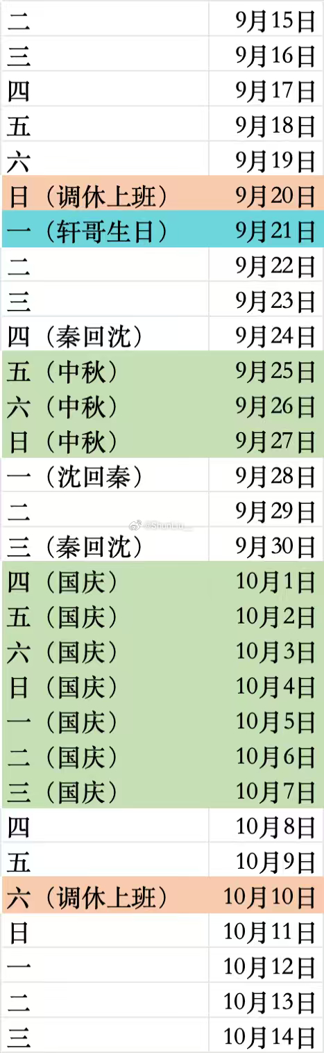 中秋国庆把接下来的一个自然月给拆的稀碎[无聊]单休害得我这周都不能回家错过轩哥生