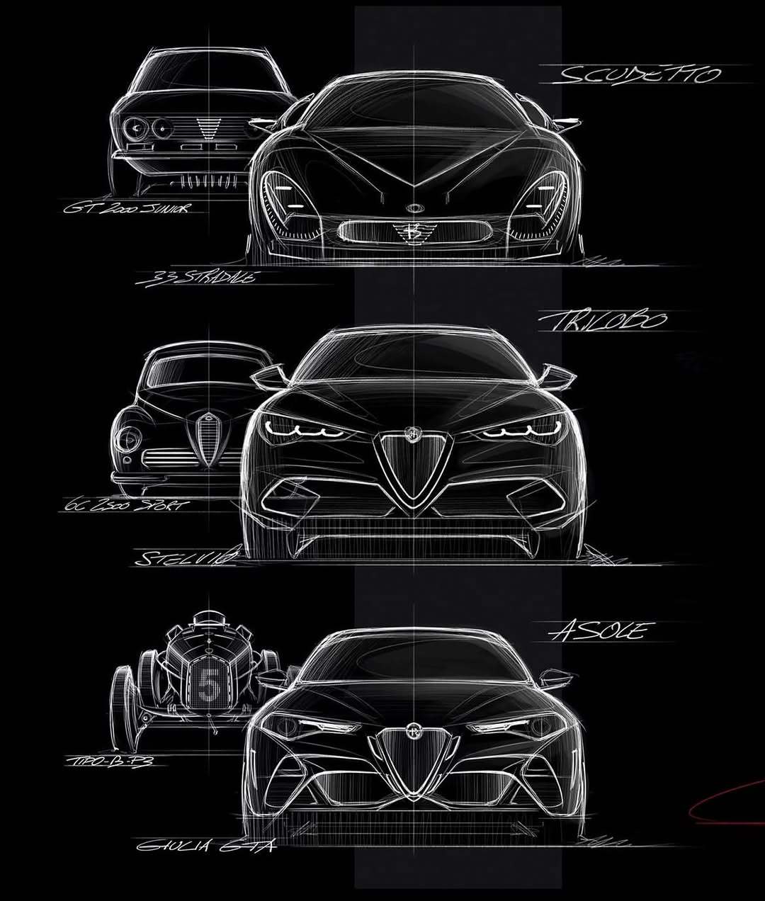 2026款阿尔法·罗密欧托纳利设计稿，格栅的演变很有趣～一天一张文艺照[超话] 