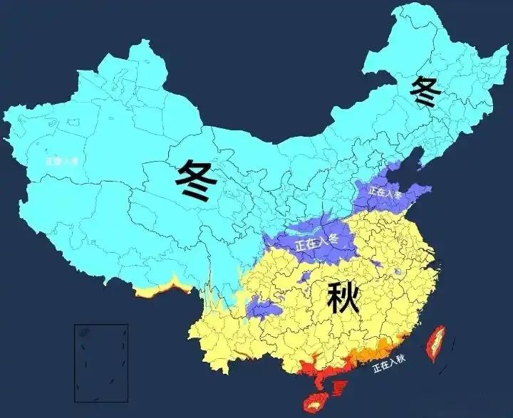 全国各地入冬进程图，看看你们哪处于什么阶段。北方基本上已经全部入冬，部分城市下起