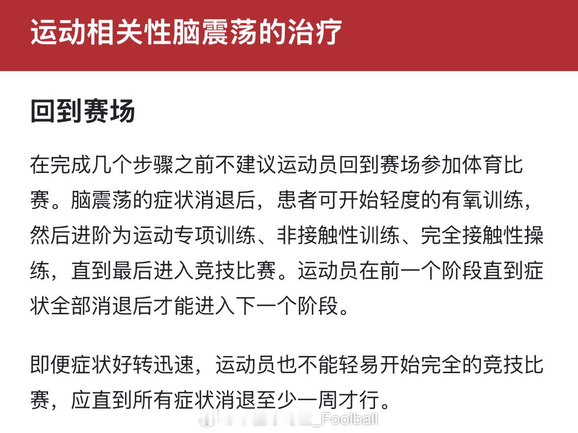 关于运动损伤的科普：脑震荡后多久可以恢复运动？ ​​​