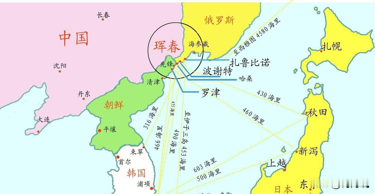 俄罗斯当年海权意识强，东北沿海被俄罗斯和朝鲜合拢。没有出海口。
实现像长三角和珠