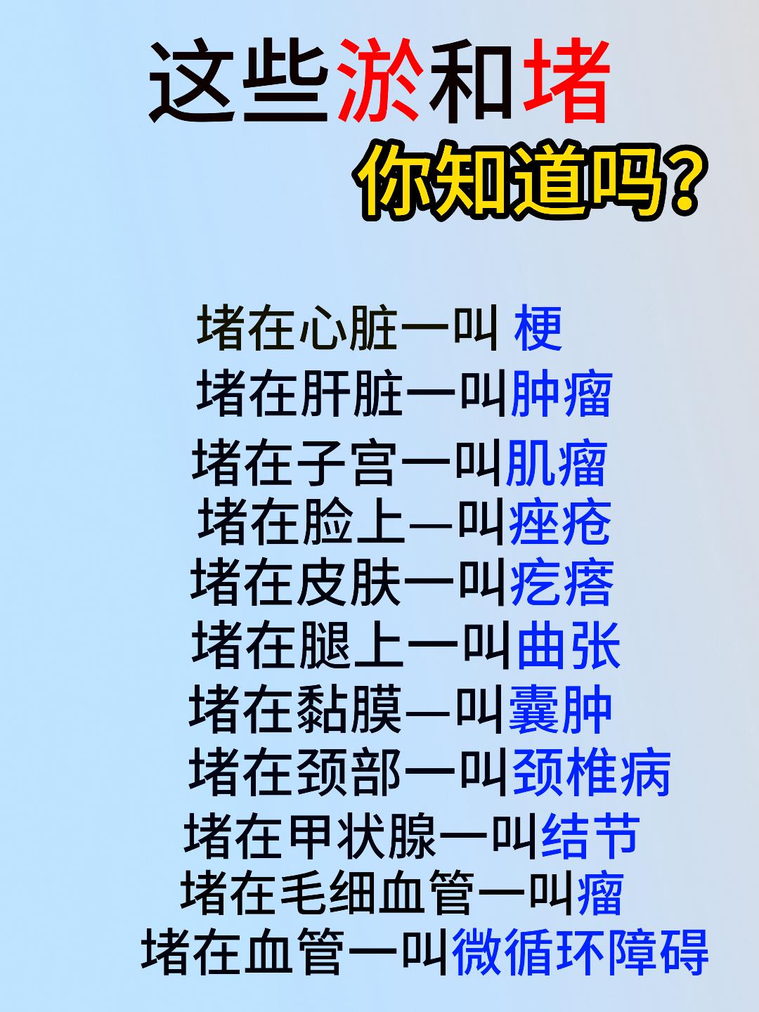 这些淤和堵，你知道吗？