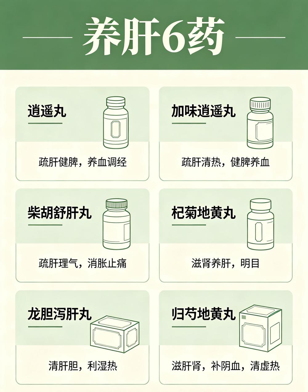 养肝6药，养心6药，养脾6药，养肺6药，养肾6药，30个调理五脏的经典中成药，一