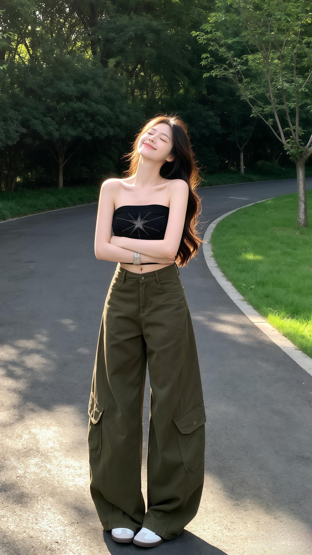 工装裤穿搭魅力 美式辣妹工装裤 松弛感工装裤 穿搭韩系穿搭