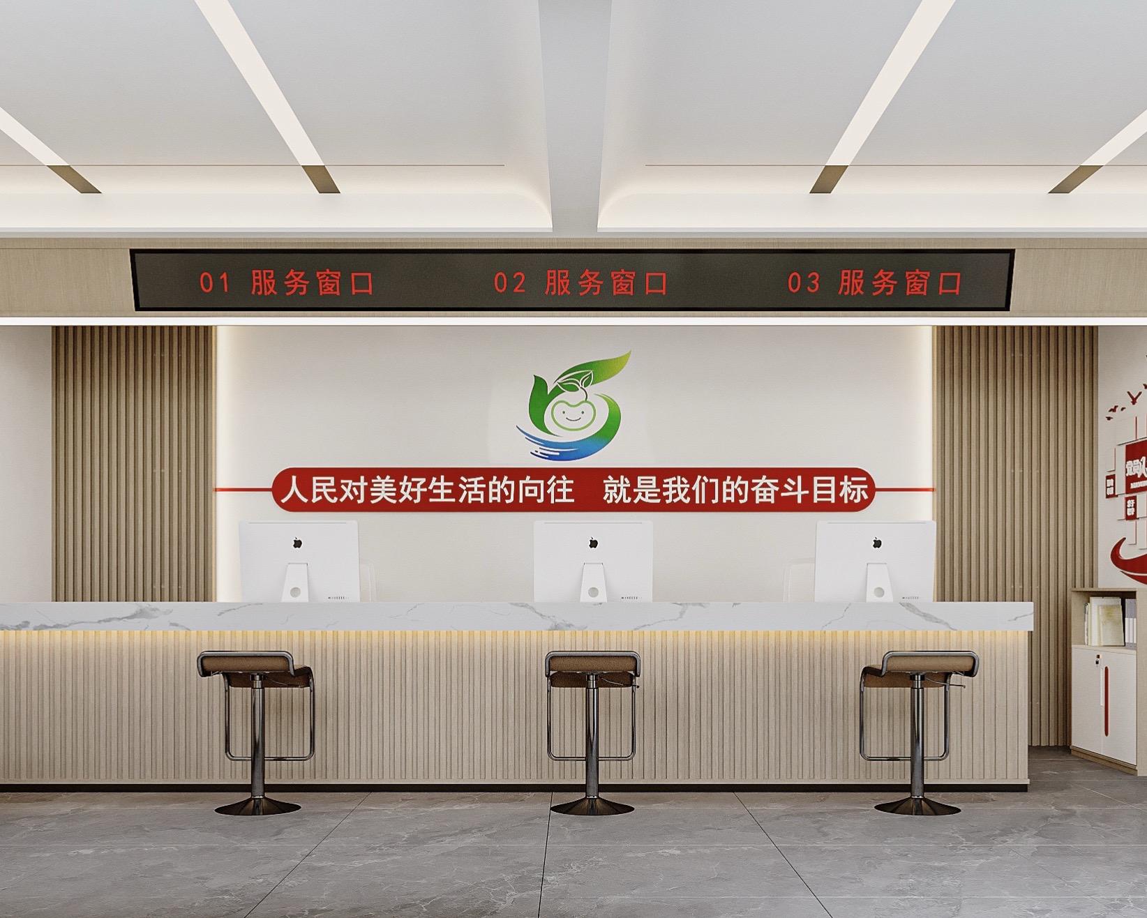 村委会装修设计。大厅融合党建文化，图书馆融合党建文化，3Dmax设计效果图