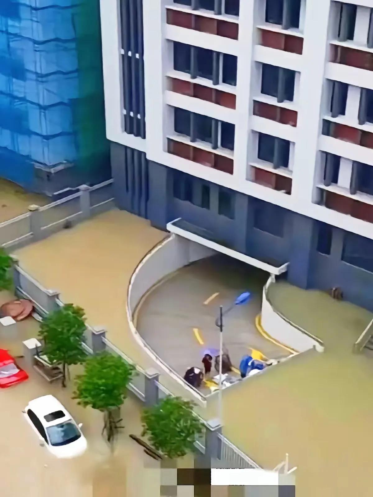 物业费一点也没白交，你自己都不一定冒着这么大雨挡车库去