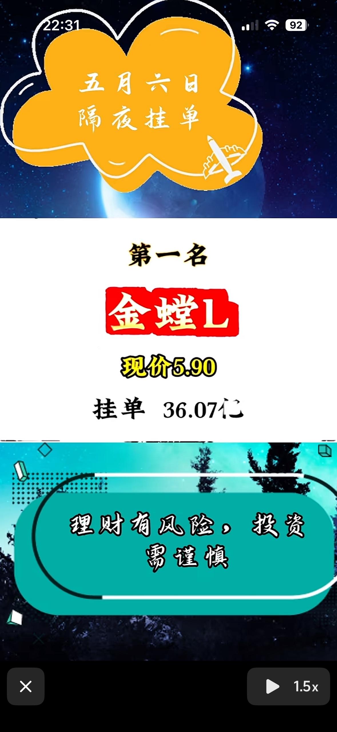 5月6日周三暗盘隔夜挂单排行榜揭晓

5月6日暗盘隔夜挂单越剑智能，这操作够大胆