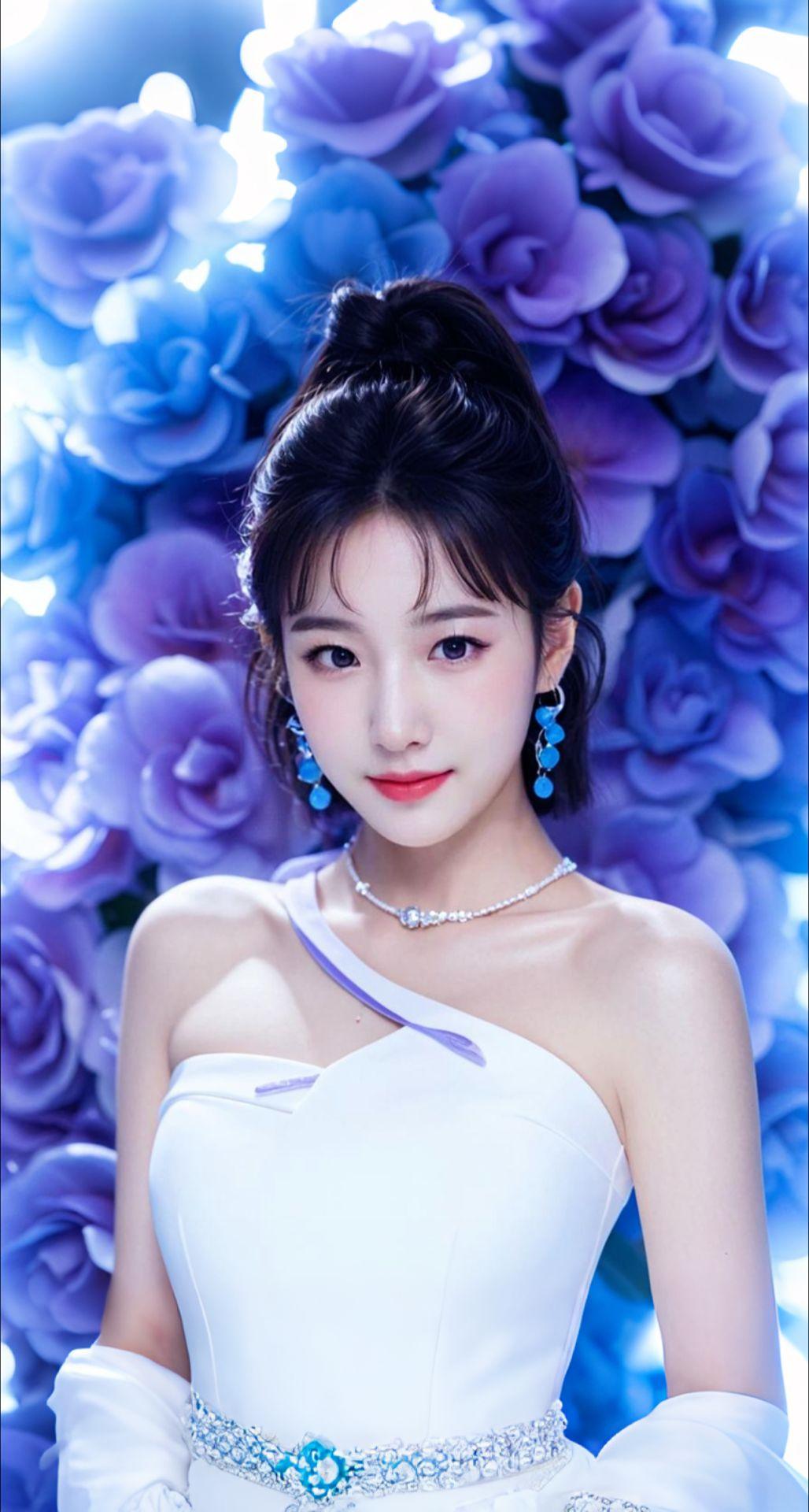 AI扩图 AI花境少女像