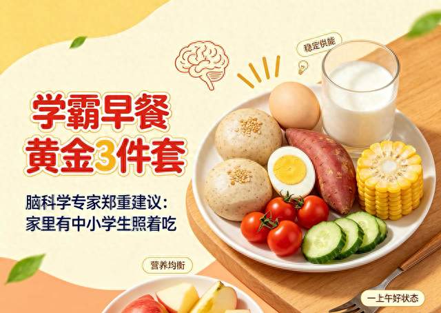 学霸早餐黄金3件套！脑科学专家郑重建议：家里有中小学生照着吃