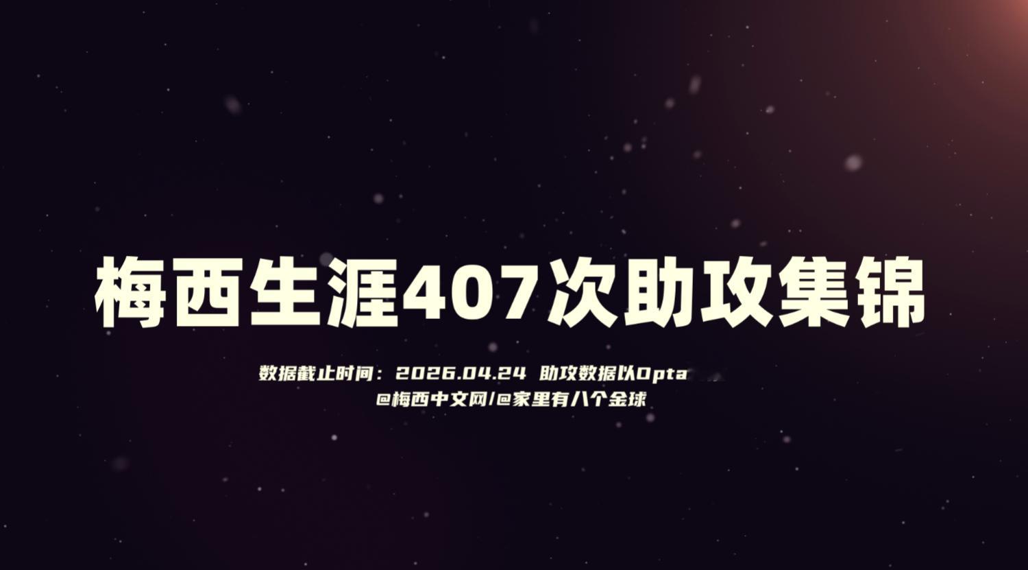 时长3小时20分钟！梅西生涯407次助攻全记录，每个助攻都有精彩的慢镜回放！梅西