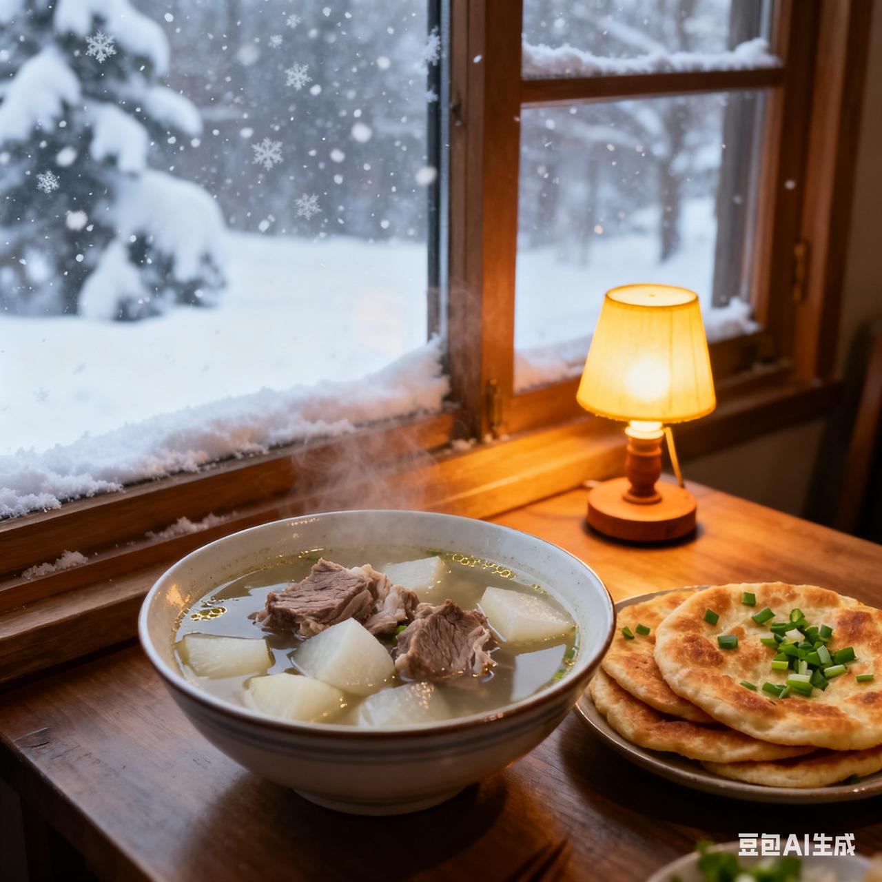 冬日的幸福，大抵藏在三餐四季的烟火气里。一碗热乎的饭、一锅咕嘟的汤，就能驱散所有