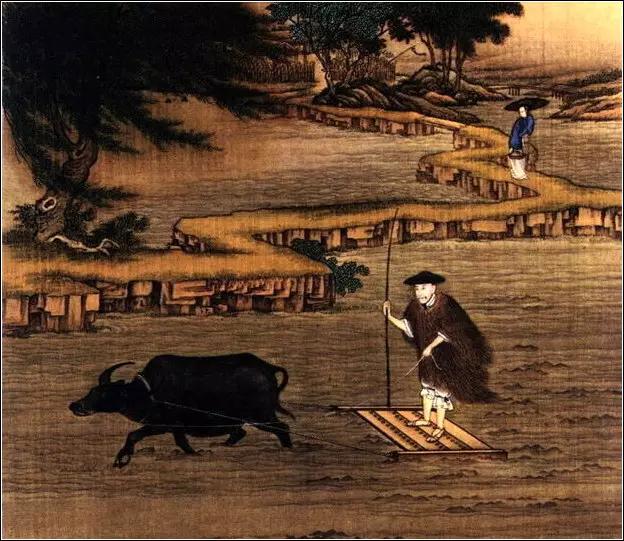 下联：戴月渔人踏浪归

赏析：上联“荷锄野老披星去”写农夫晨起劳作，星辉为伴，质