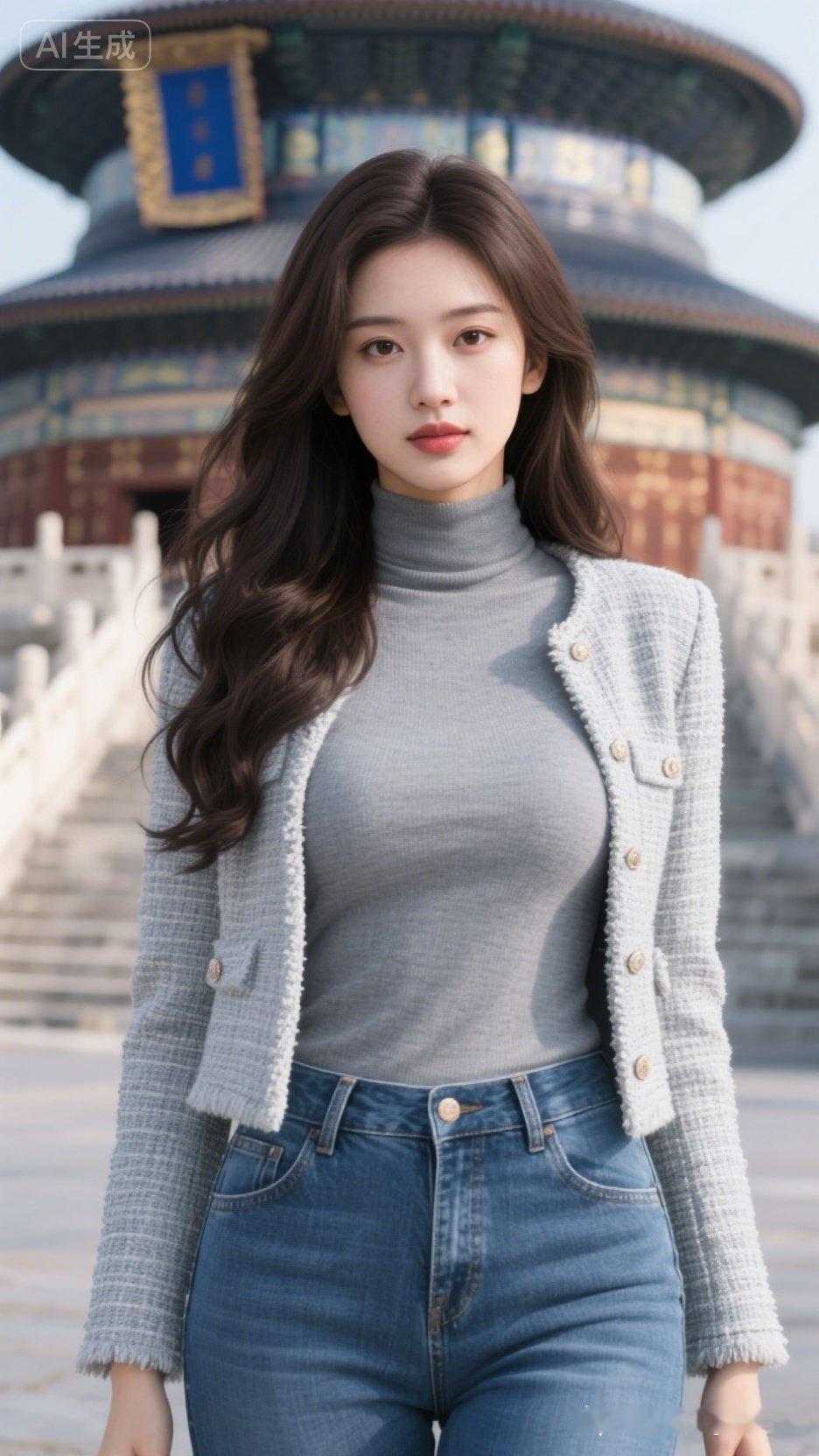 在故宫的台阶上，感受历史的厚重与现代的时尚碰撞。