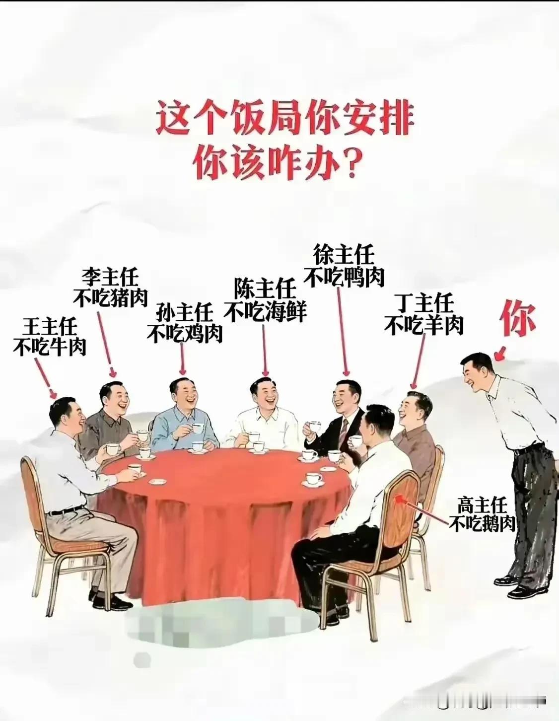 众口难调啊！遇到这种饭局，真的挺考验组局人的，有的说每样肉都上，不吃可以错过，其