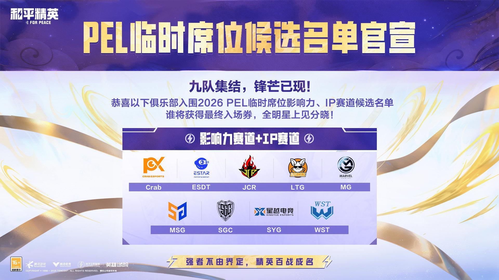 PEL临时席位招募PEL职业联赛招新【PEL临时席位候选名单官宣】九队集结，锋芒