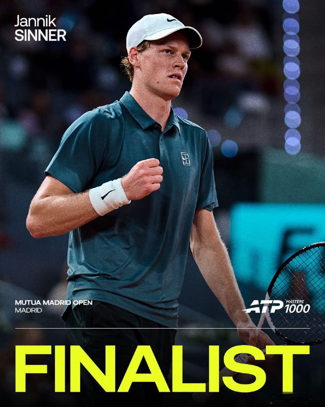 辛纳兹维列夫争冠 ATP1000马德里大师赛决赛对阵：1号种子辛纳 VS 2号种