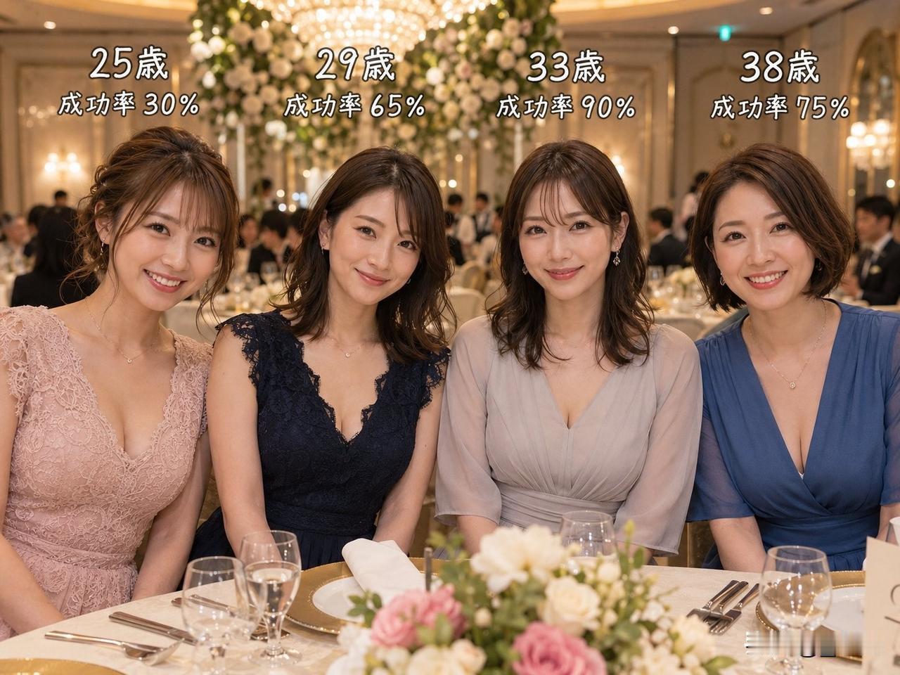 和你相亲的4位美女，看到这个成功率。
你觉得自己有把握拿下哪一位？