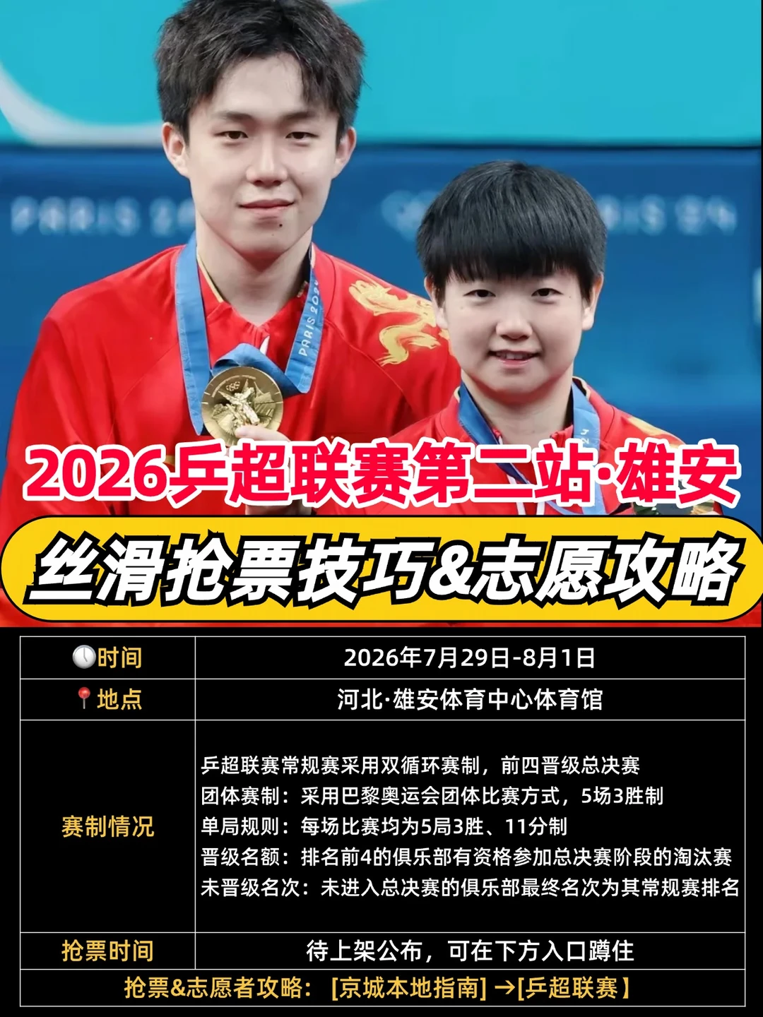 2026乒超联赛雄安站🔥抢票技巧&场馆攻略