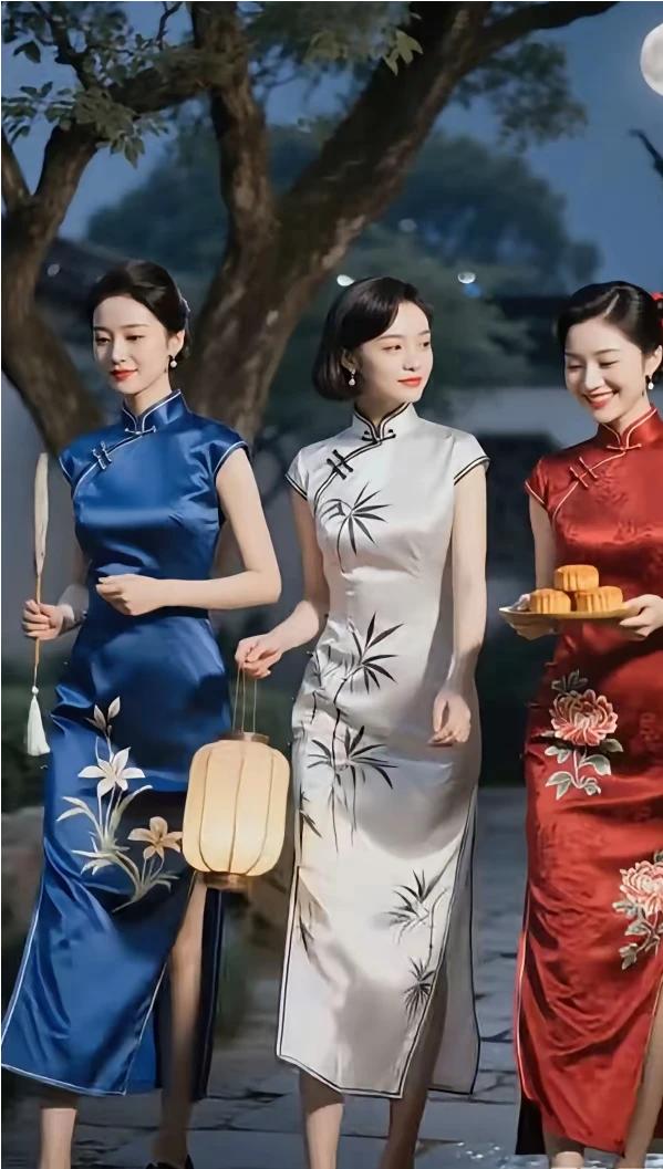 身材高挑穿旗袍，
如此打扮真妖娆。
留住青春和美好，
国风古韵实在妙。