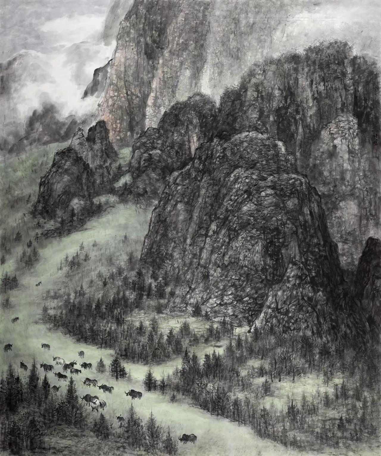 山河远阔。国画山水创作者中心 创作灵感 手绘风景 山水写意