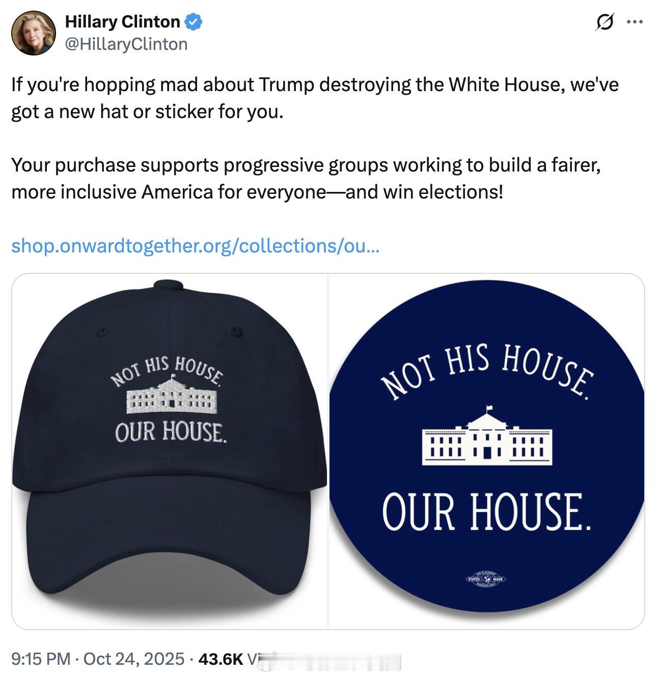 白宫扩建，希拉里趁热带货筹款。 ​​​