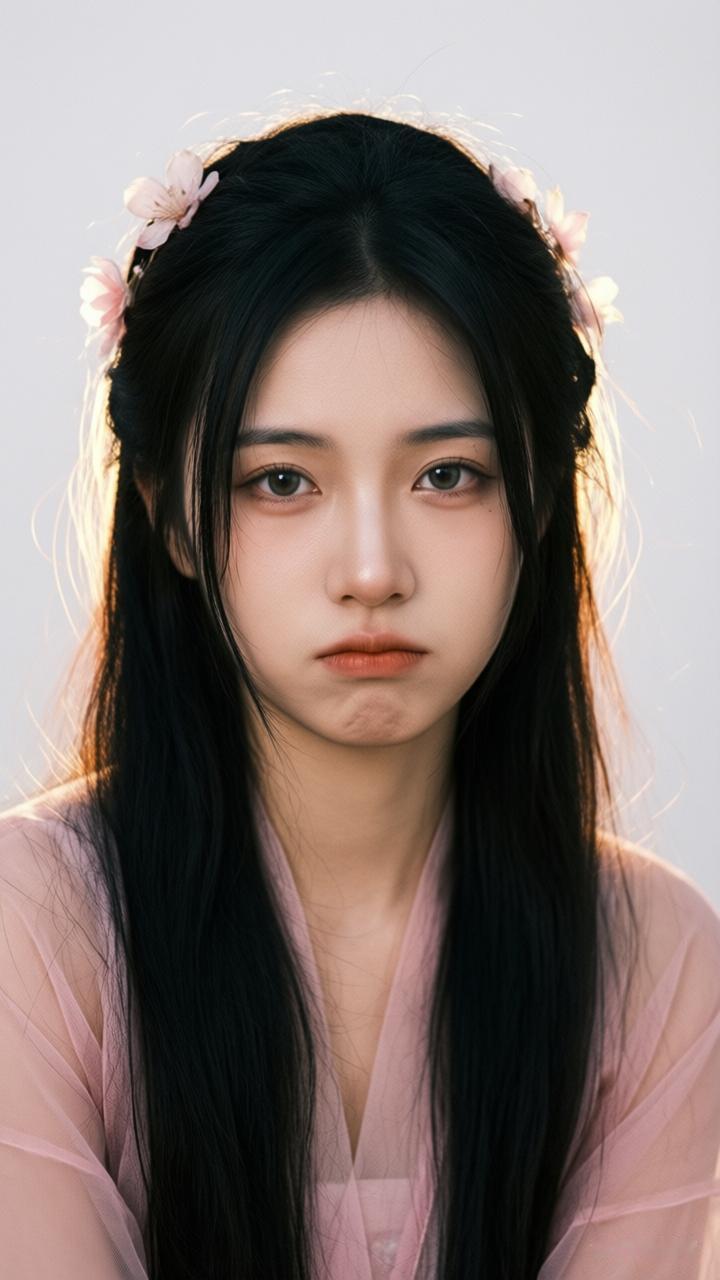 温柔古风少女，花簪点缀，古典优雅。